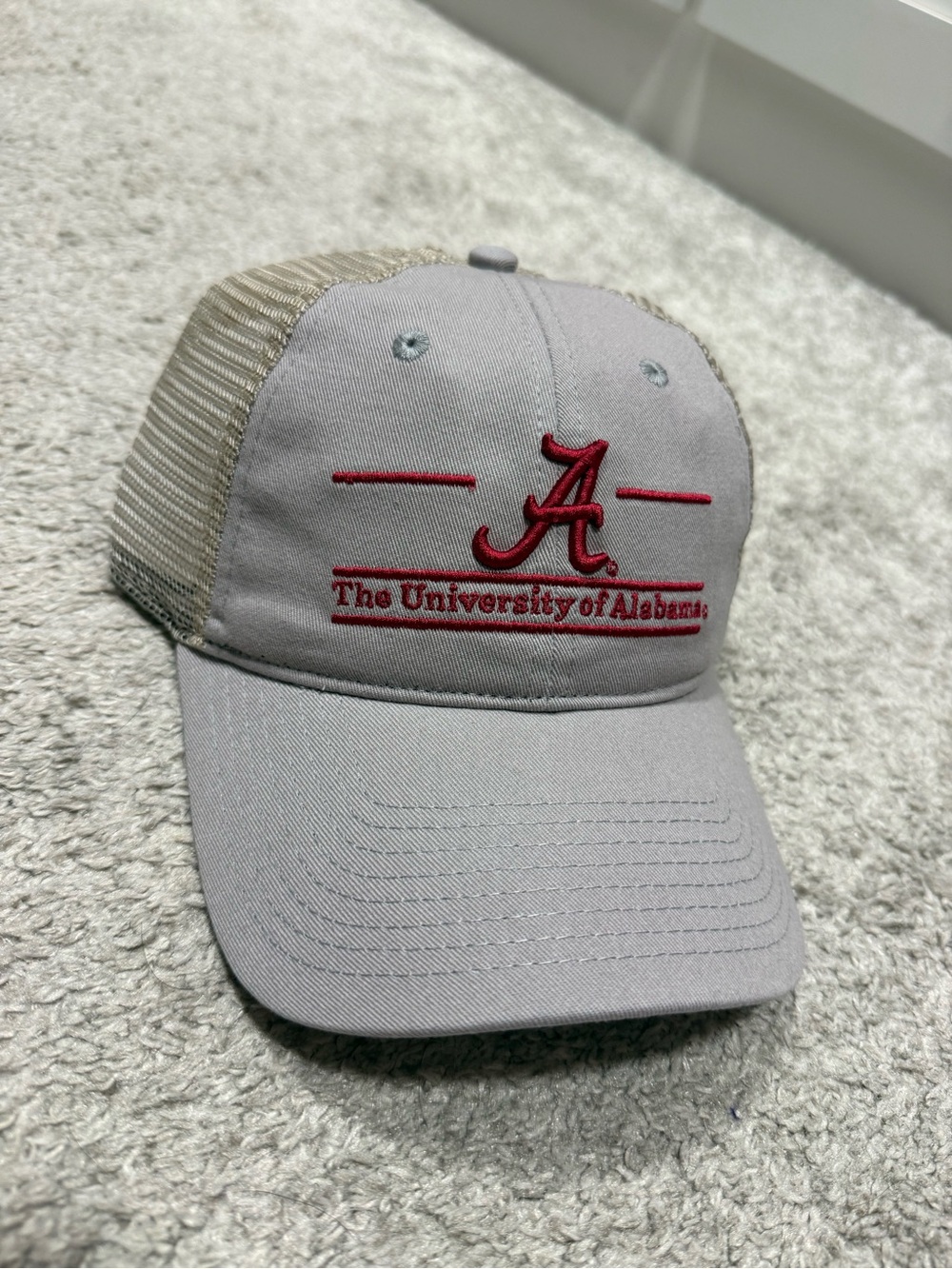 The Game Light Gray & Beige Trucker Hat with Red 'A' Logo